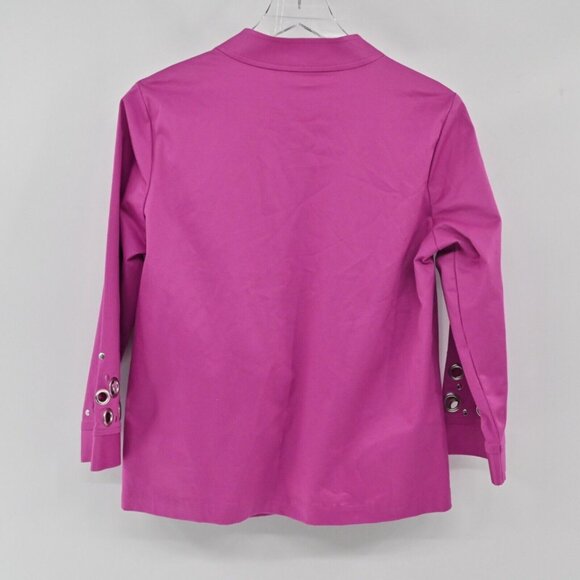 Vtg BOB MACKIE Jacket Womens Size S Pink Grommet Studded 3/4 Sleeve Full Zip 90s - Picture 5 of 14